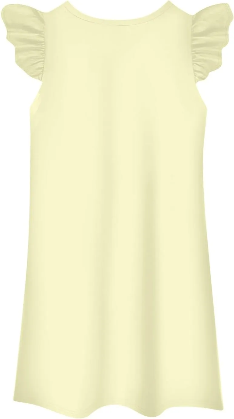 Summer Dresses for Women 2025 Solid Color Round Neck Dresses Tank Dresses Fly Sleeve Dresses Boho Dresses