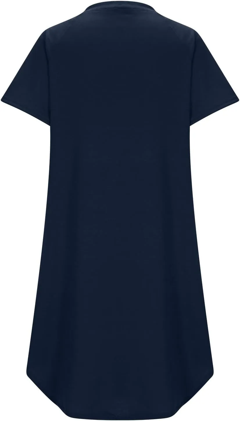 Summer Dresses for Women 2025,Button Down Shift Dresses Beach Vacation Fashion Sun Dresses Short Sleeve midi Dresses