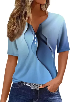 Summer Tops for Women 2025 Casual Short Sleeve V Neck Shirt Trendy Business Dressy Tunic Tops