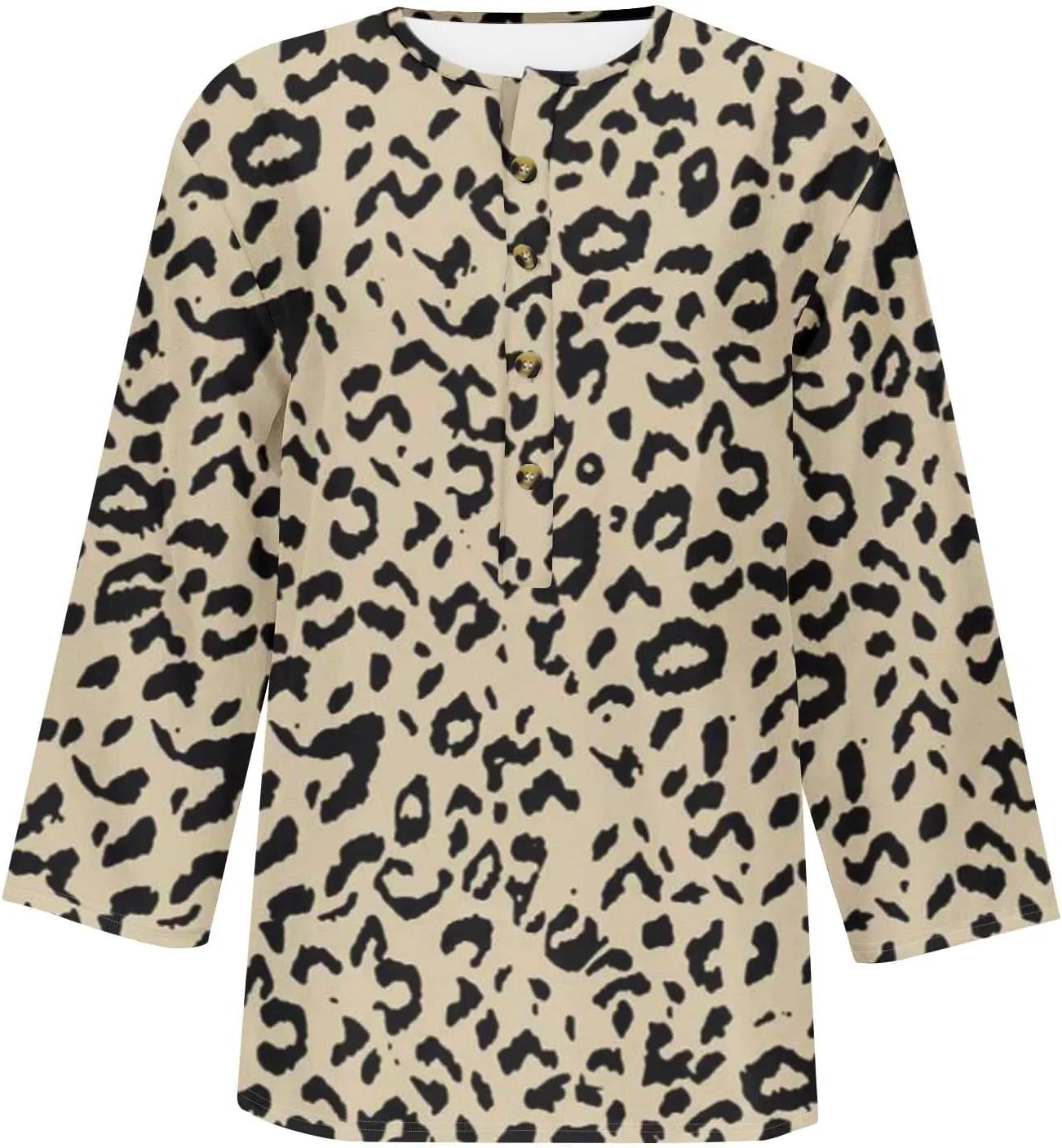 Summer Tops for Women 2025 Trendy Casual 3/4 Sleeve Floral Print Tees V-Neck Button Blouses Ladies Spring Clothing