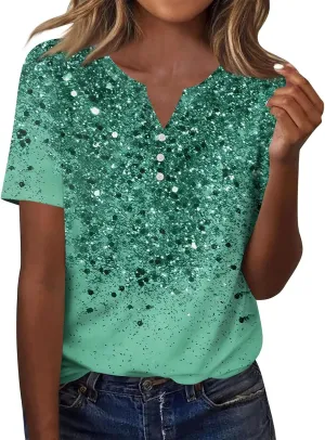 Summer Tshirts Shirts for Women Trendy Button Down V Neck Tunic Tops Dressy Casual Plus Size Basic Floral Blouses