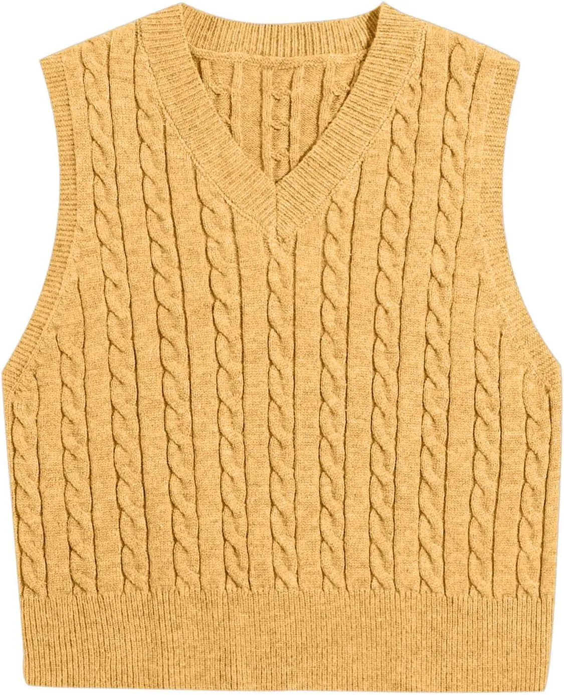 Sweater Vest for Women Fashion Cropped Cable Knit Sweater Vest Casual Sleeveless Knitted Tops Winter Clothes