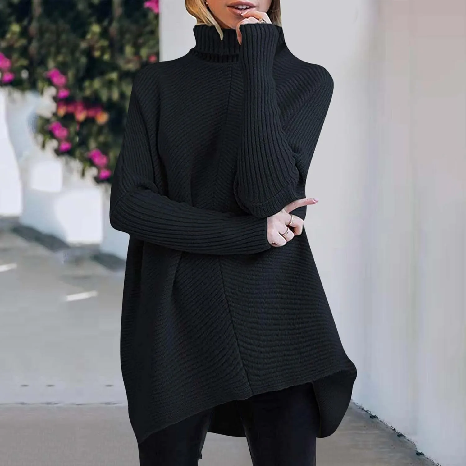 Sweaters Womens Oversized Turtleneck Batwing Long Sleeve Casual Cozy Baggy Knit Pullover Tunic Sweater 2024 Fall Outfits