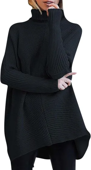 Sweaters Womens Oversized Turtleneck Batwing Long Sleeve Casual Cozy Baggy Knit Pullover Tunic Sweater 2024 Fall Outfits