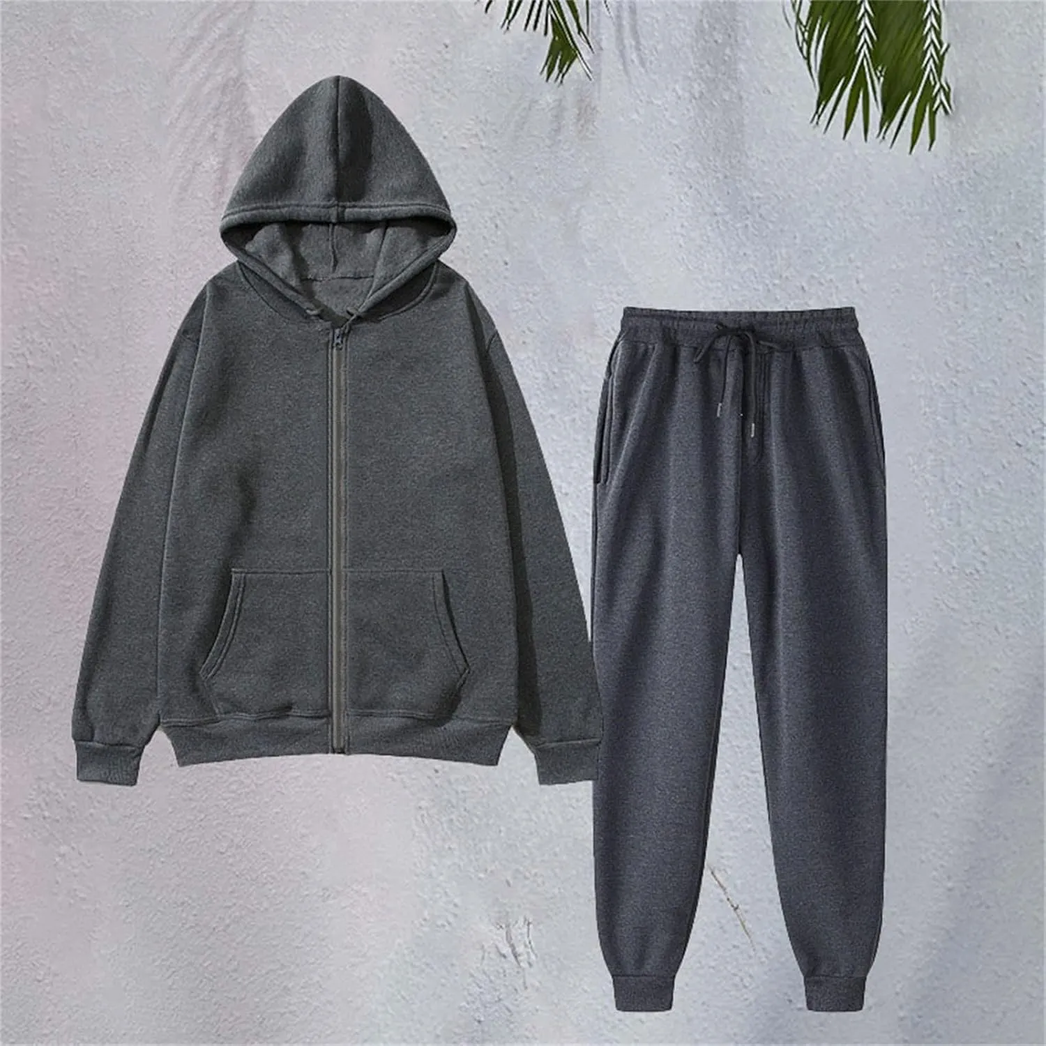 Sweatsuit for Women 2 Piece Outfits Fleece Sweatshirt Sets Zip Up Hoodie Jogger Pants Spring Fall Lounge Matching Set