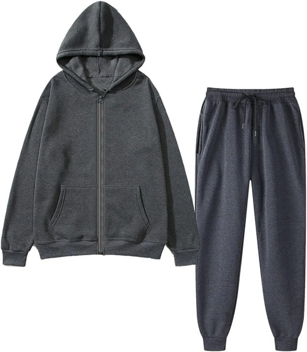 Sweatsuit for Women 2 Piece Outfits Fleece Sweatshirt Sets Zip Up Hoodie Jogger Pants Spring Fall Lounge Matching Set