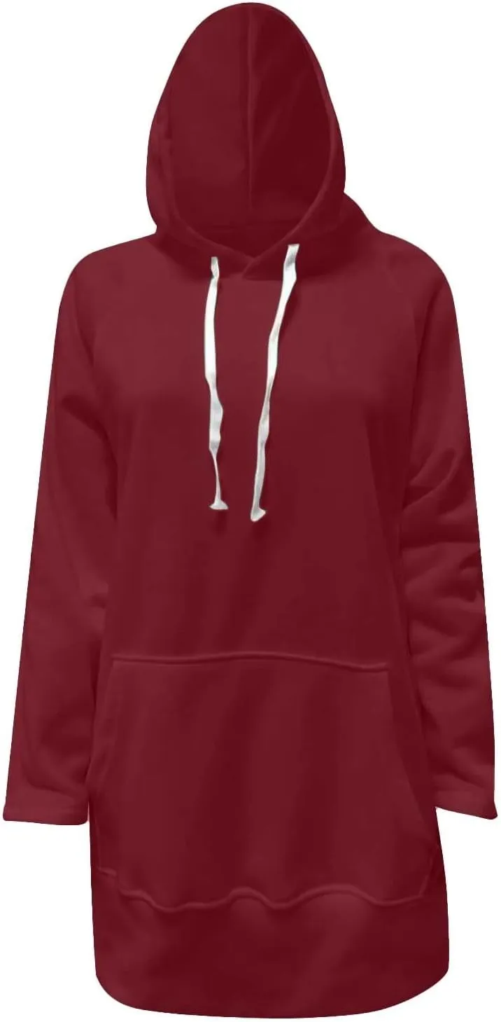 The Warmy Oversized Hoodie Dress for Women Trendy Casual Long Sleeve Split Hem Pullover Weighted Hoodie with Pocket