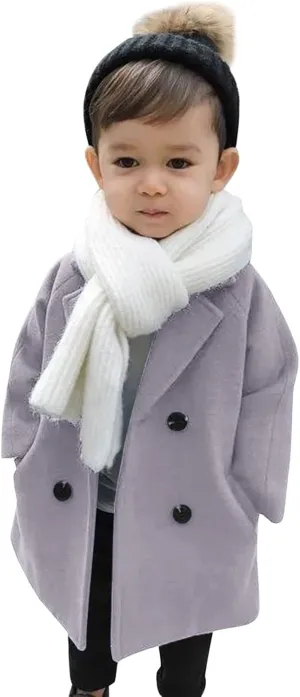 Toddler Elegant Boys Trench Coat Girls Coat Plaid Double Jacket Breasted Notched Wool Coat Kids Warm Outwear