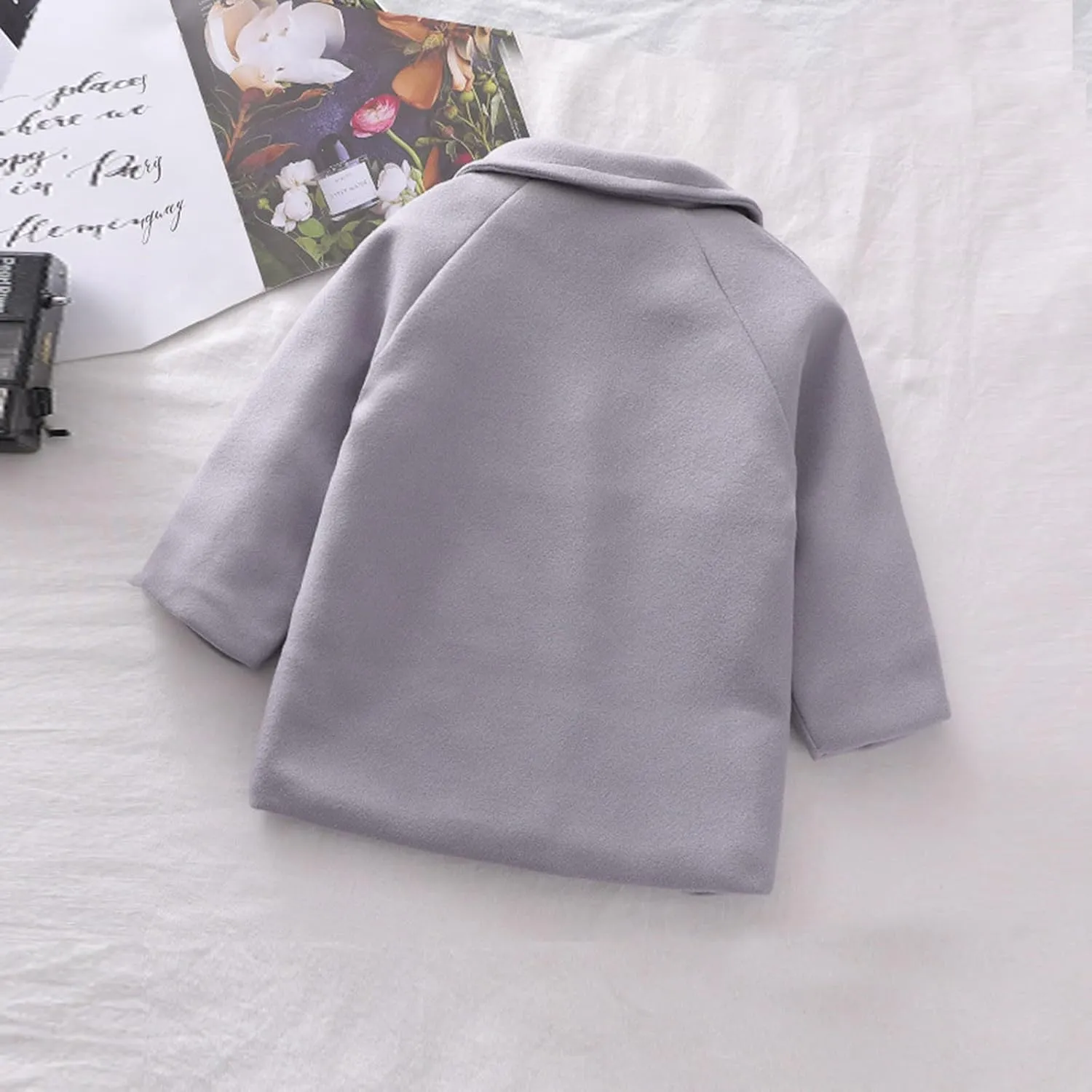 Toddler Elegant Boys Trench Coat Girls Coat Plaid Double Jacket Breasted Notched Wool Coat Kids Warm Outwear