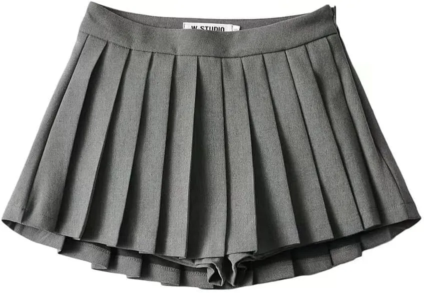 Tooe Women's Preppy Kawaii High Waisted Mini Skirts Aesthetic Cute Pleated Skirts with Shorts Harajuku Japanese Skirts