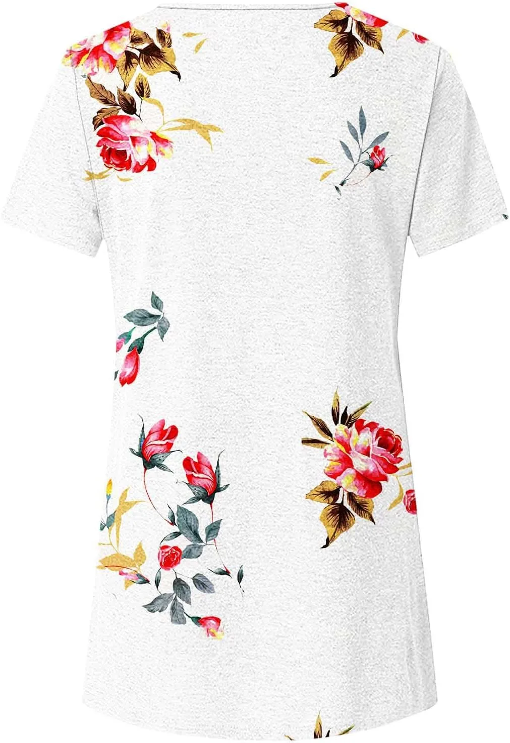 Tunic Tops for Women Loose Fit Dressy Short Sleeve Blouse Casual Floral Print T Shirt Summer Trendy Irregular Hem Tee
