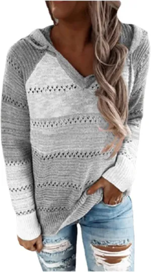 Turtle Necks Tops for Women Oversized Patchwork Hoodies Long Sleeve Hooded Pullover Shirts Thermal Sweater Tops