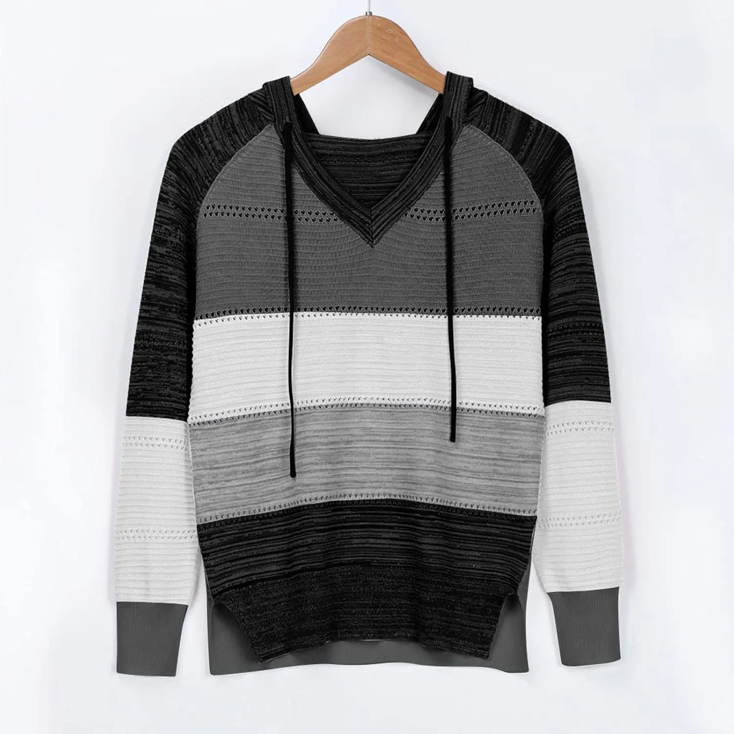 Turtle Necks Tops for Women Oversized Patchwork Hoodies Long Sleeve Hooded Pullover Shirts Thermal Sweater Tops