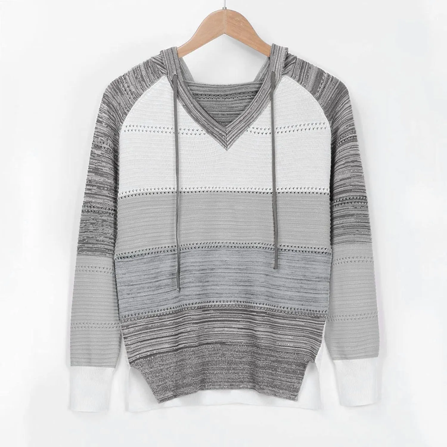 Turtle Necks Tops for Women Oversized Patchwork Hoodies Long Sleeve Hooded Pullover Shirts Thermal Sweater Tops