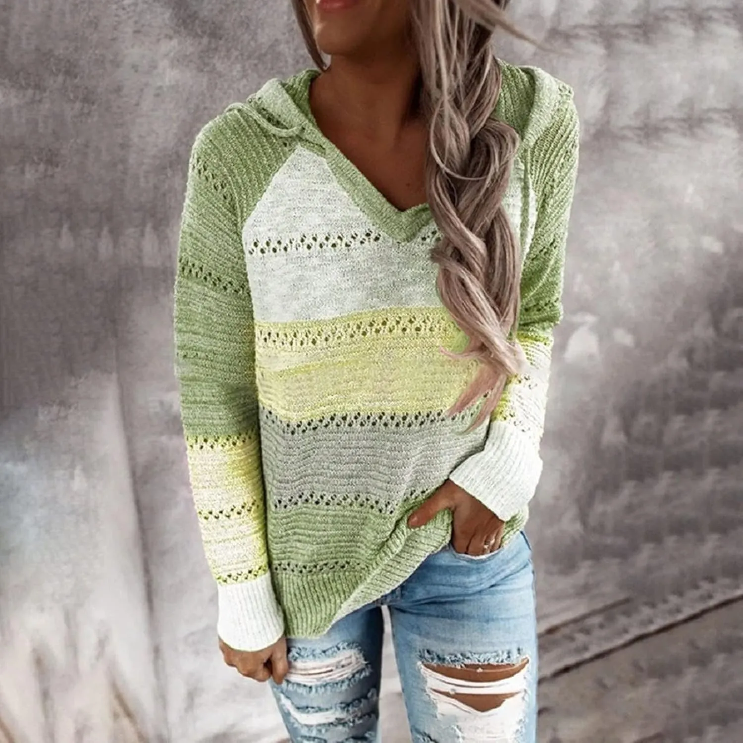 Turtle Necks Tops for Women Oversized Patchwork Hoodies Long Sleeve Hooded Pullover Shirts Thermal Sweater Tops