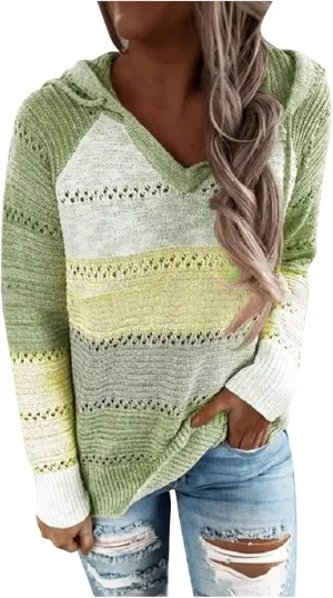 Turtle Necks Tops for Women Oversized Patchwork Hoodies Long Sleeve Hooded Pullover Shirts Thermal Sweater Tops