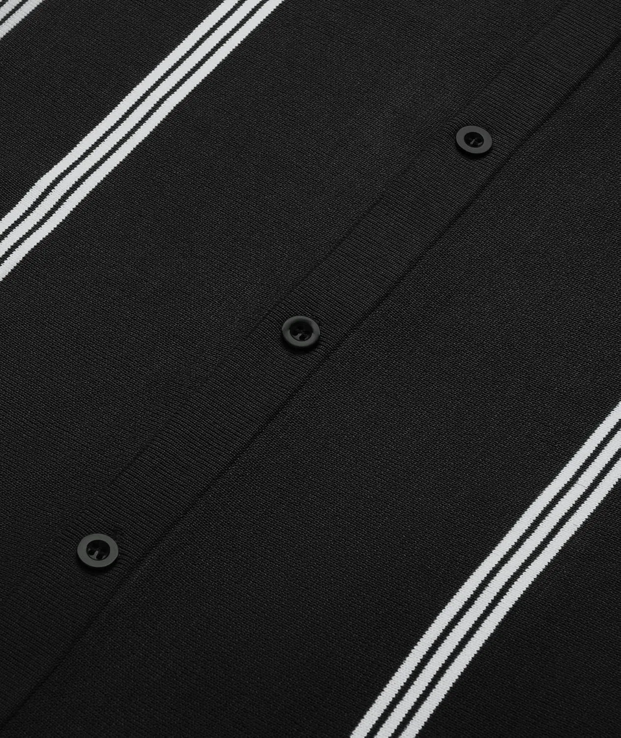 V VALANCH Mens Long Sleeve Knitted Polo Shirts Vintage Vercital Stripe Camp Collar Button Down Shirt