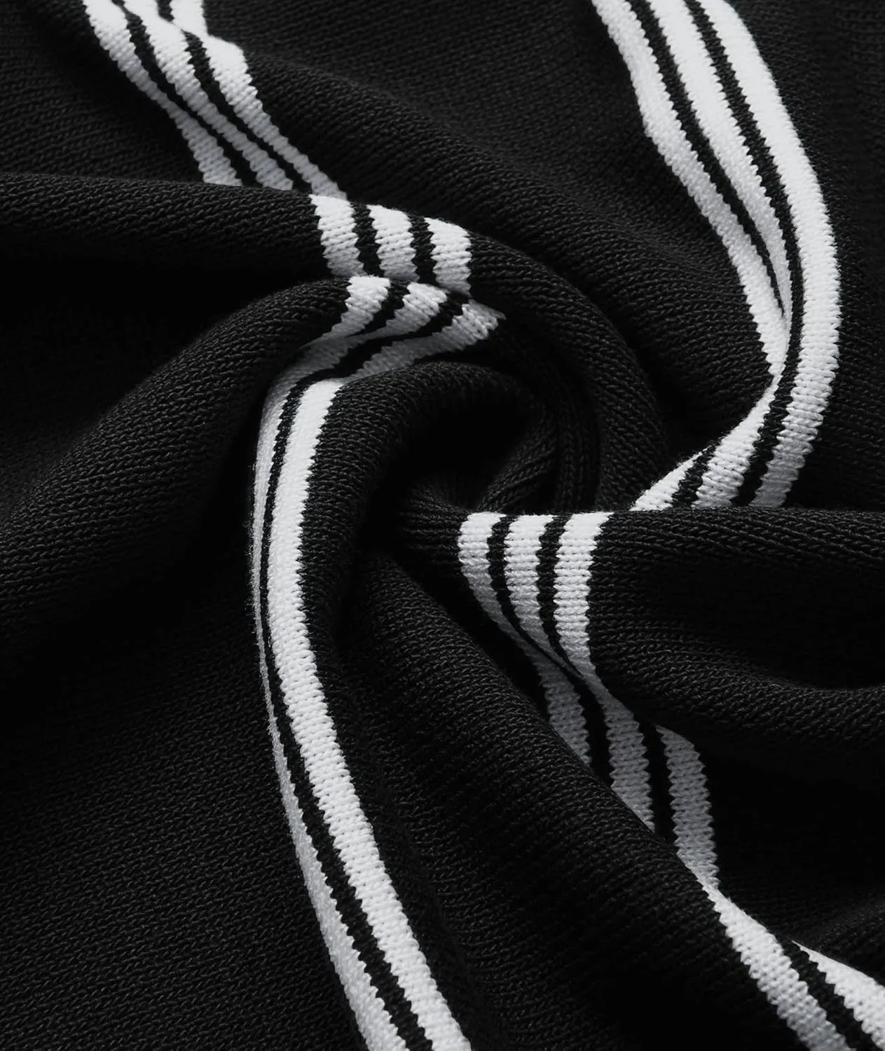 V VALANCH Mens Long Sleeve Knitted Polo Shirts Vintage Vercital Stripe Camp Collar Button Down Shirt