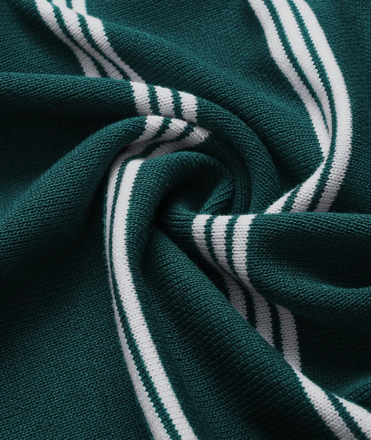 V VALANCH Mens Long Sleeve Knitted Polo Shirts Vintage Vercital Stripe Camp Collar Button Down Shirt