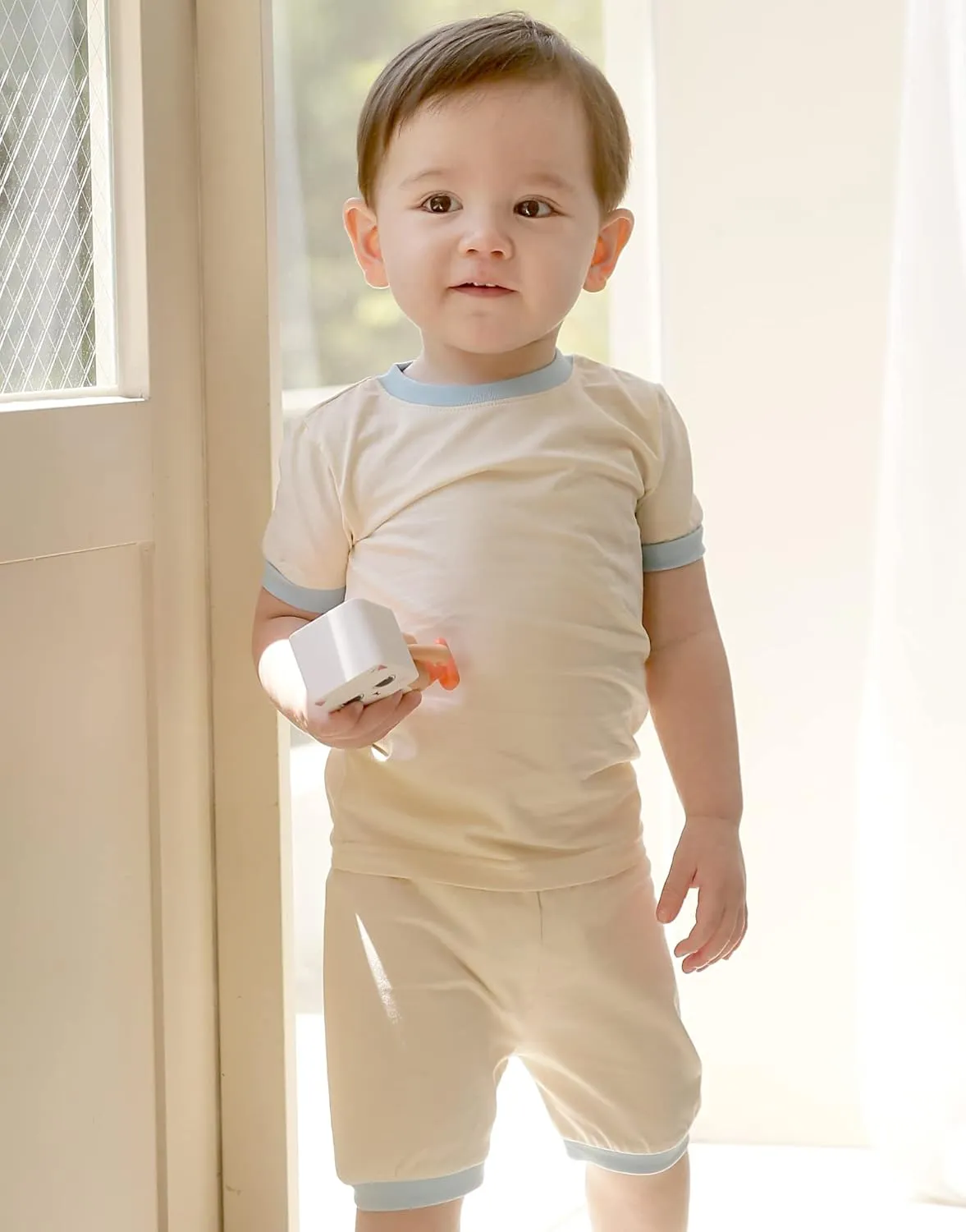 Vaenait Baby 6M-12Y Kids Boys Girls Toddler Solid Cotton Daily Short Summer Pajamas Pyjamas Sleepwear Set Macaron