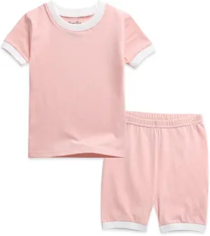 Vaenait Baby 6M-12Y Kids Boys Girls Toddler Solid Cotton Daily Short Summer Pajamas Pyjamas Sleepwear Set Macaron