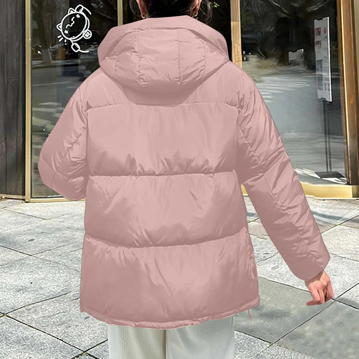 Warm Winter Coats for Women 2024 Trendy Loose Hooded Puffer Jacket Down Coat Puffy Wadded Jackets Overcoat