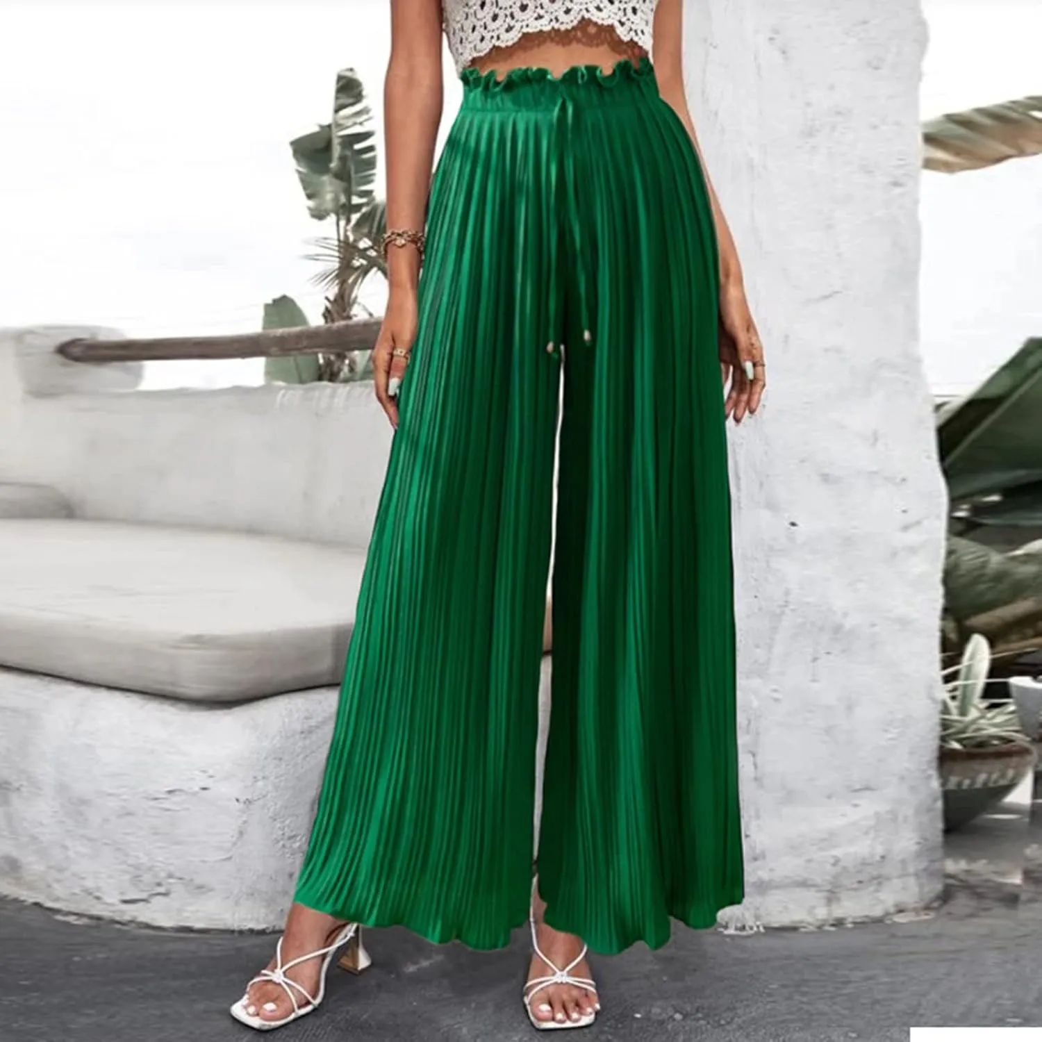 Wide Leg Pants for Women Casual Loose Fit Lounge Pants Lightweight Athletic Harem Pants Walking Linen Pants