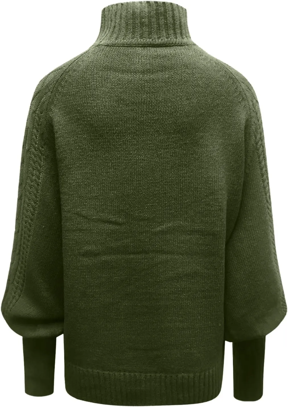 Women 2023 Fall Winter Sweater Mock Neck Balloon Sleeve Sweater Solid Lantern Sleeve Pullover Winter Chunky Sweater