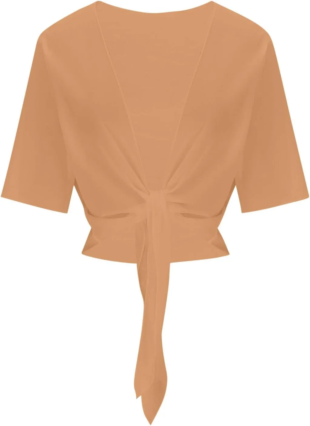 Women Bolero Shrug Summer Lightweight Shrugs Chiffon Cardigan Tops Short Sleeve Tie Front Cropped Top Cover Ups Dress