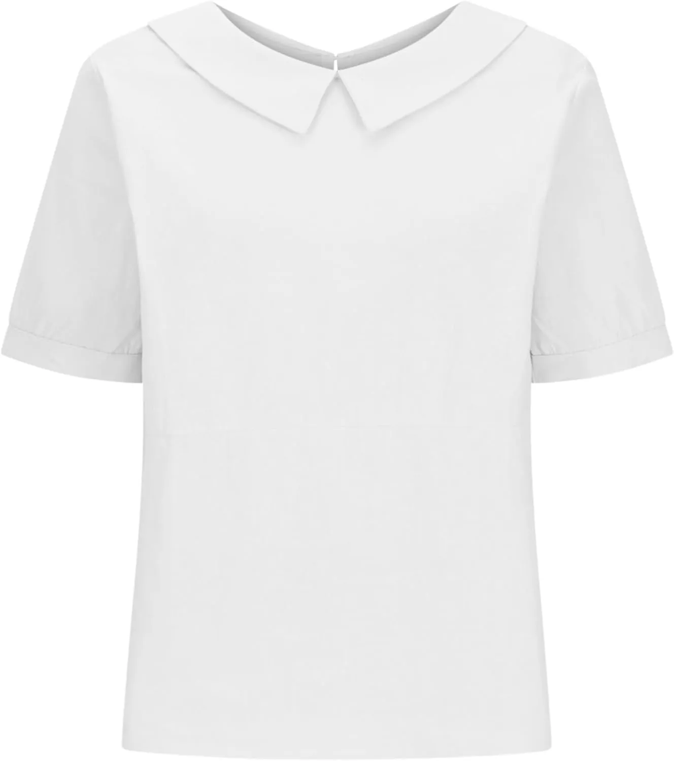 Women Cotton Linen Tops Summer Solid Collared Short Sleeve Shirt Casual Loose Tunic Tops Blouses 2024