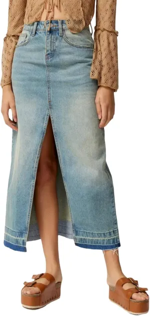 Women High Waist Denim Skirts Solid Color Tassel Hem Long Jeans Skirts Spring Summer Casual Skirts Streetwear
