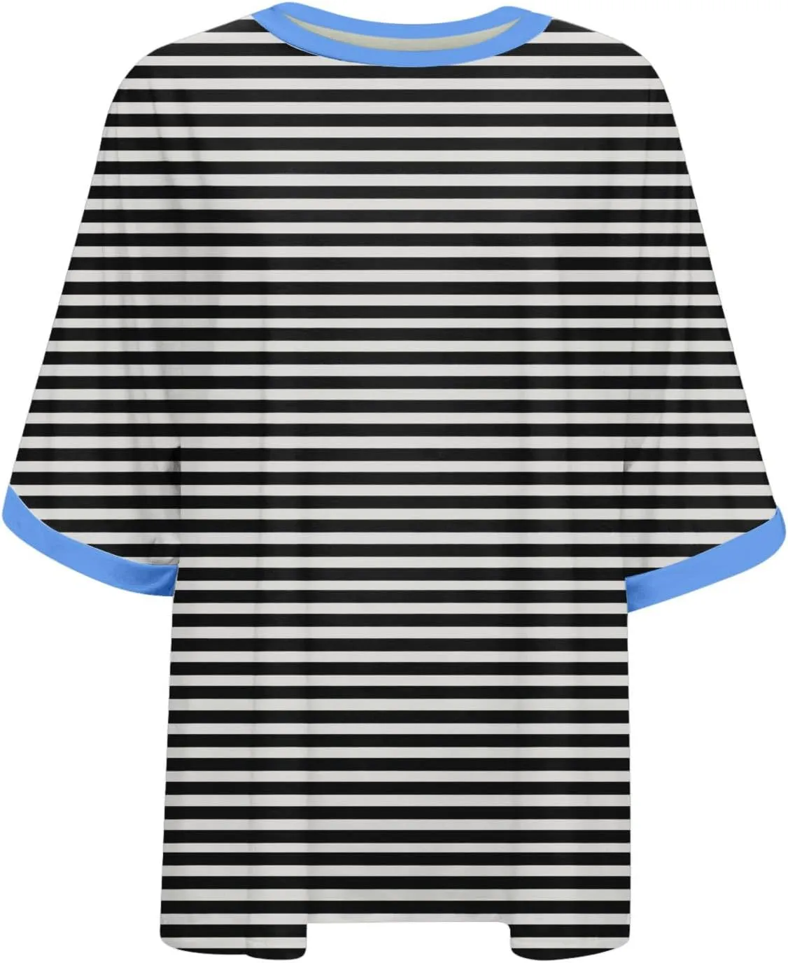 Women Oversized Tshirts 2024 Casual Short Sleeve Crewneck Blouse Tops Trendy Stripes Tops Ladies Summer Clothes