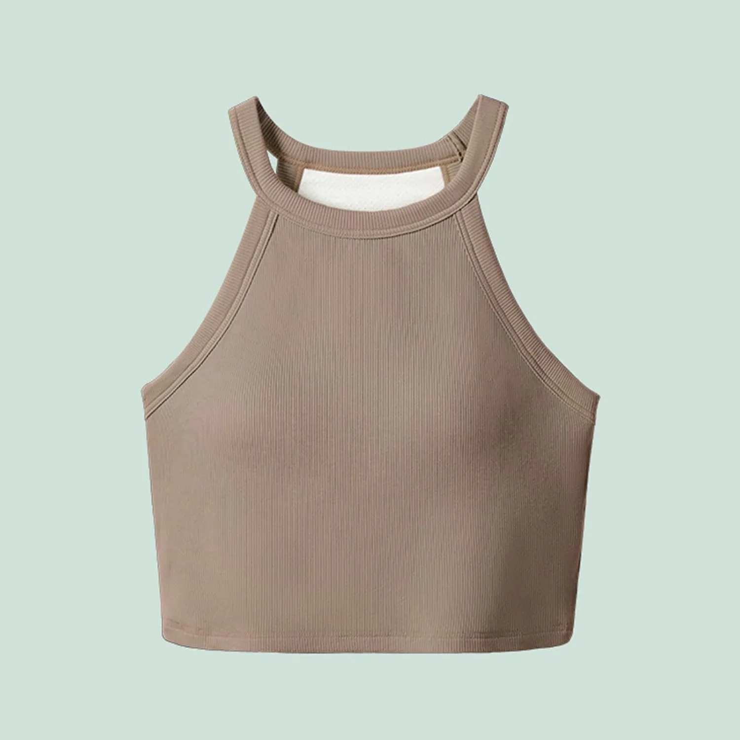 Women Ribbed Halter Yoga Tank Tops Summer Built in Bra Slim Fit Crop Camisole Casual Comfy Workout Sleeveless Shirts
