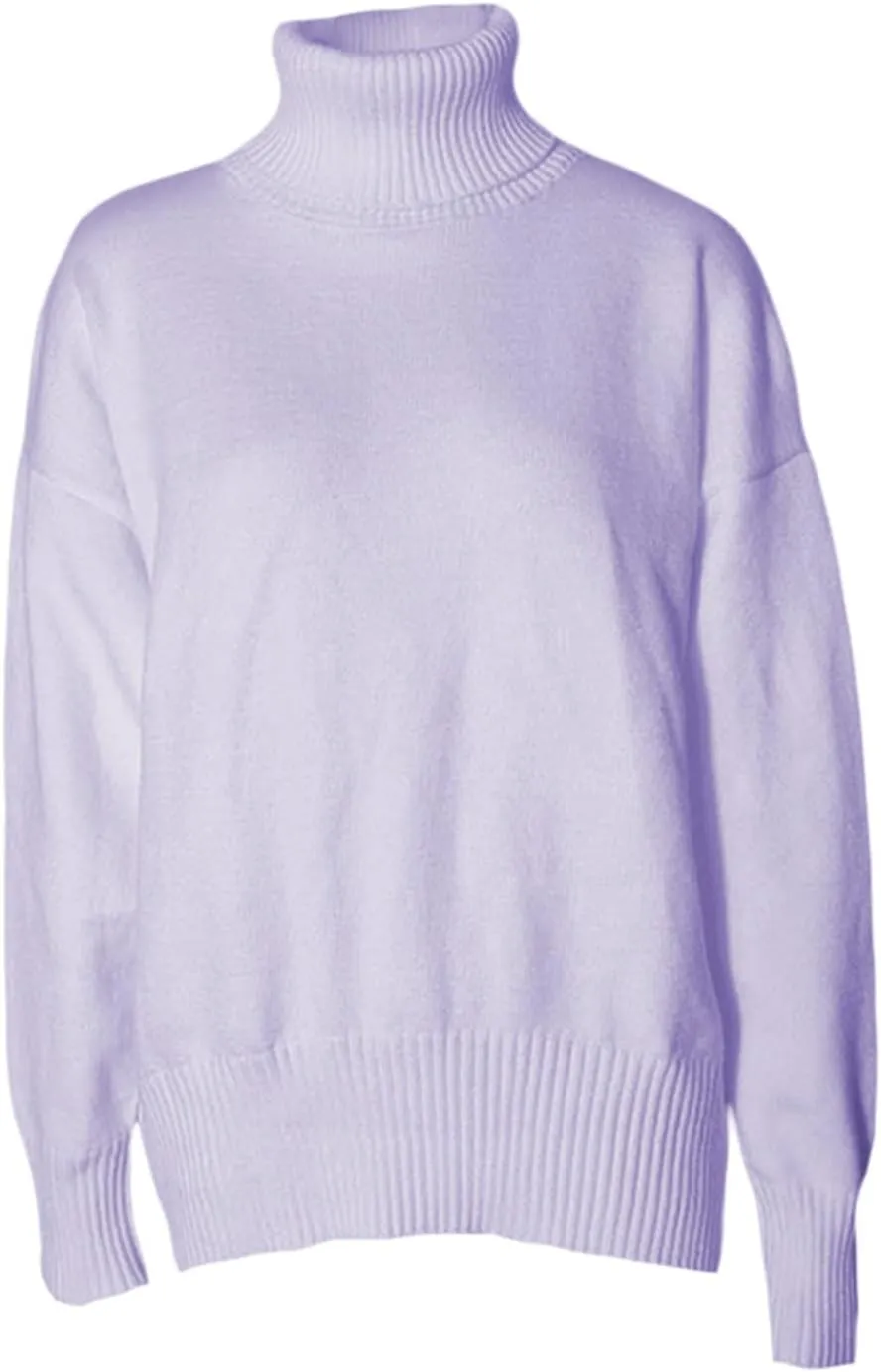 Women 's Turtleneck Knit Sweater Oversized Solid Color Warm Knitwear Long Sleeve Fall Winter Pullover