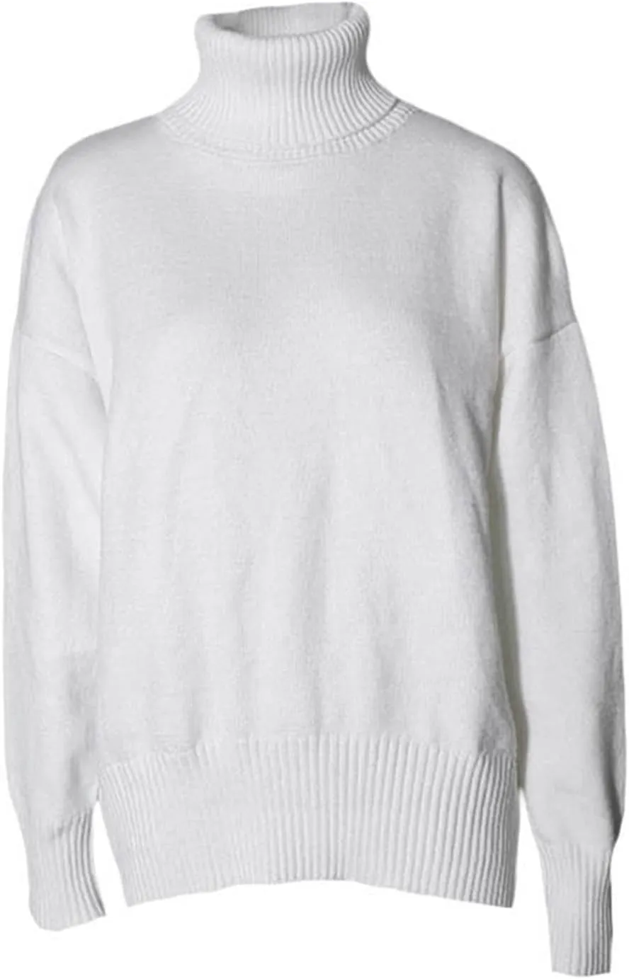 Women 's Turtleneck Knit Sweater Oversized Solid Color Warm Knitwear Long Sleeve Fall Winter Pullover