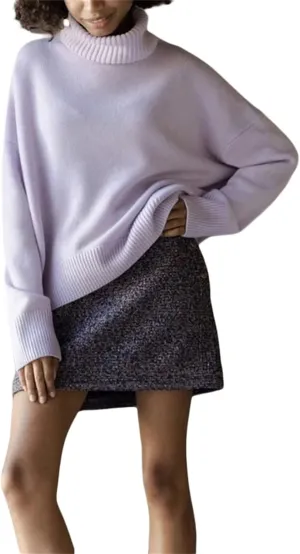 Women 's Turtleneck Knit Sweater Oversized Solid Color Warm Knitwear Long Sleeve Fall Winter Pullover