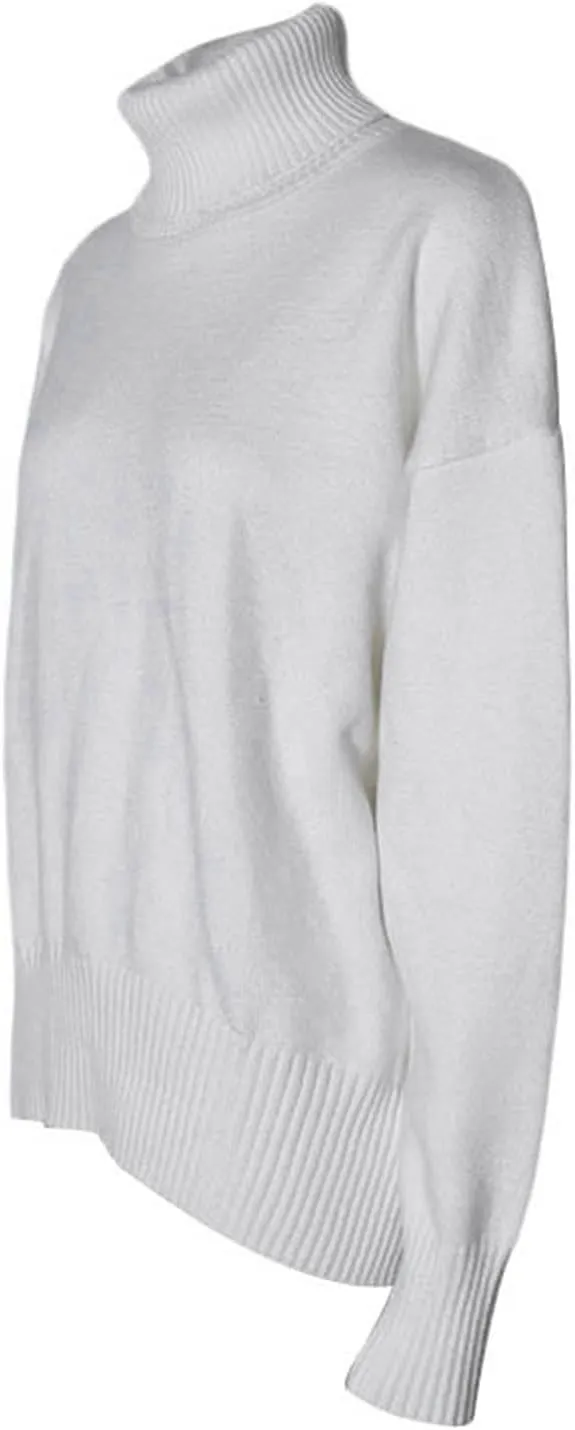 Women 's Turtleneck Knit Sweater Oversized Solid Color Warm Knitwear Long Sleeve Fall Winter Pullover