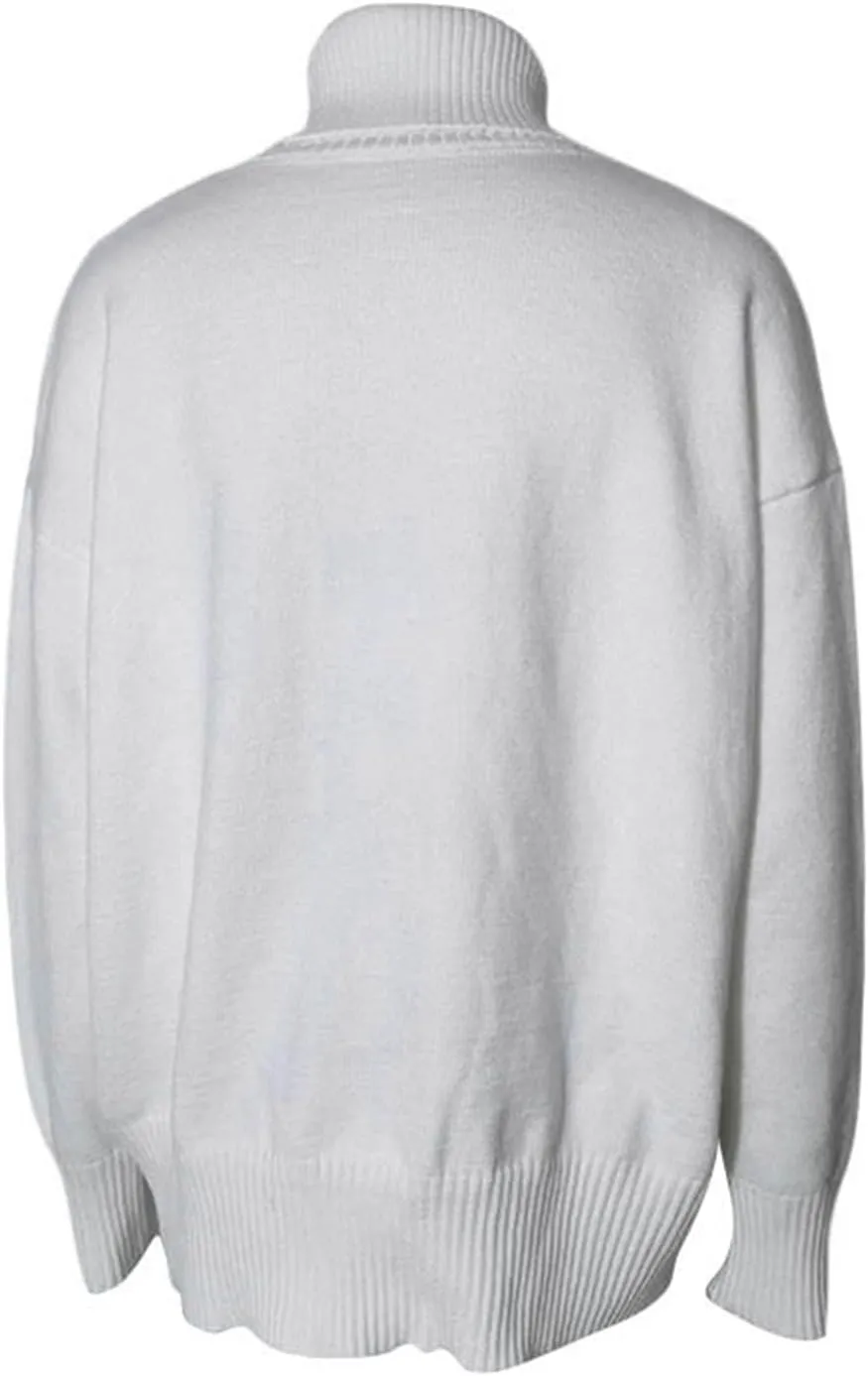 Women 's Turtleneck Knit Sweater Oversized Solid Color Warm Knitwear Long Sleeve Fall Winter Pullover