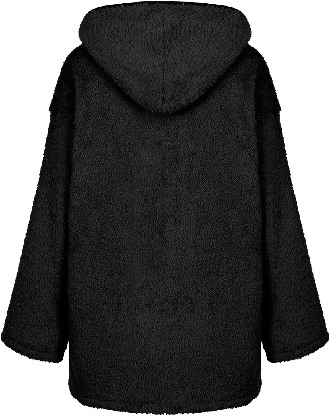 Women Sherpa Jacket Coat Oversized Long Sleeve Zip Up Winter Warm Fuzzy Fleece Open Front Hooded Cardigan Outwear