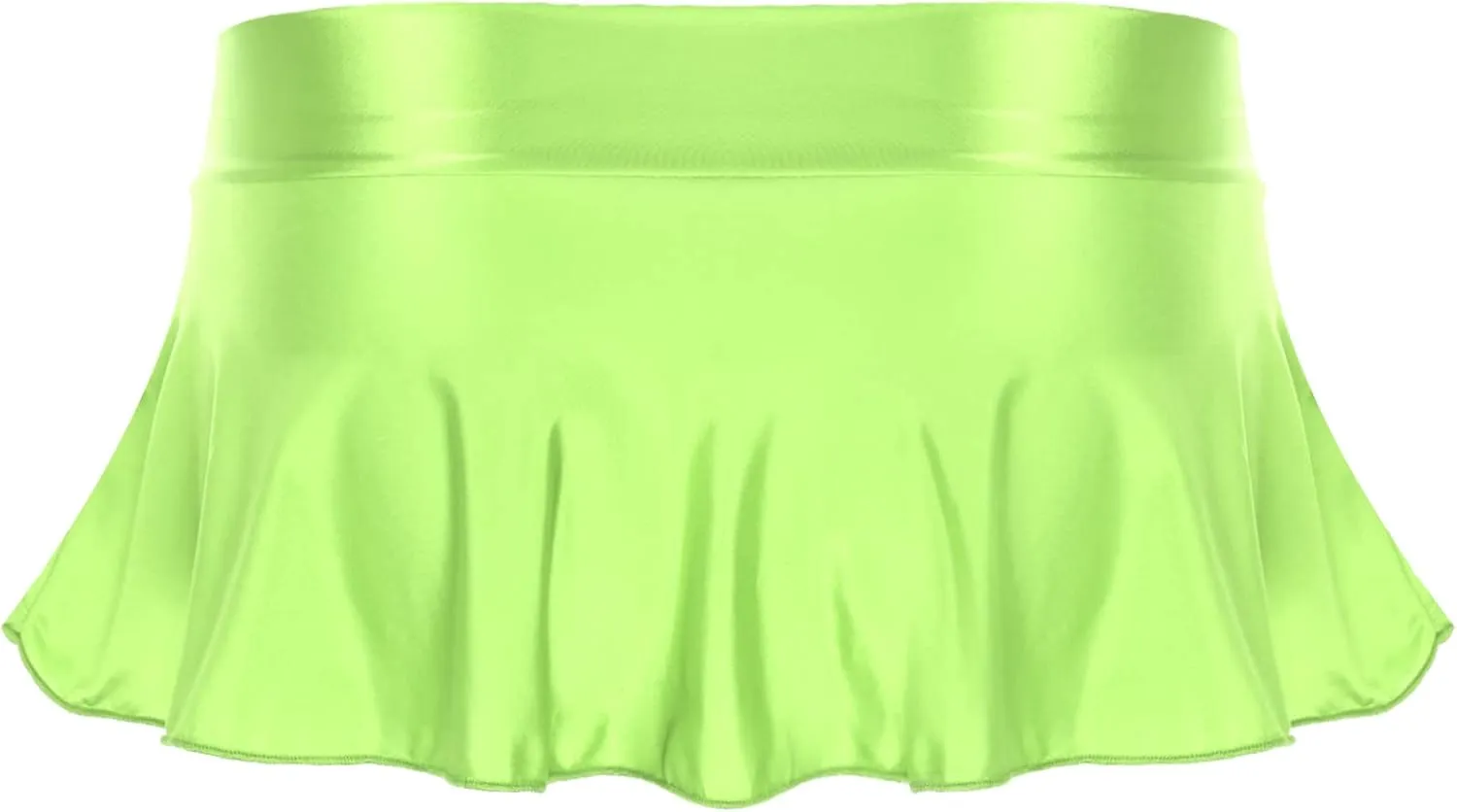 Women Shiny Glossy Micro Pleated Mini Skirt Low Waist Flirty Role Play Ruffle Short Miniskirt