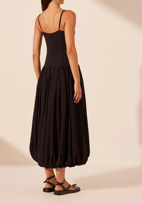 Women Sleeveless Bubble Maxi Dresses Low Waist Spaghetti Strap A Line Long Dress Patchwork Ruffle Pleated Midi Sundress