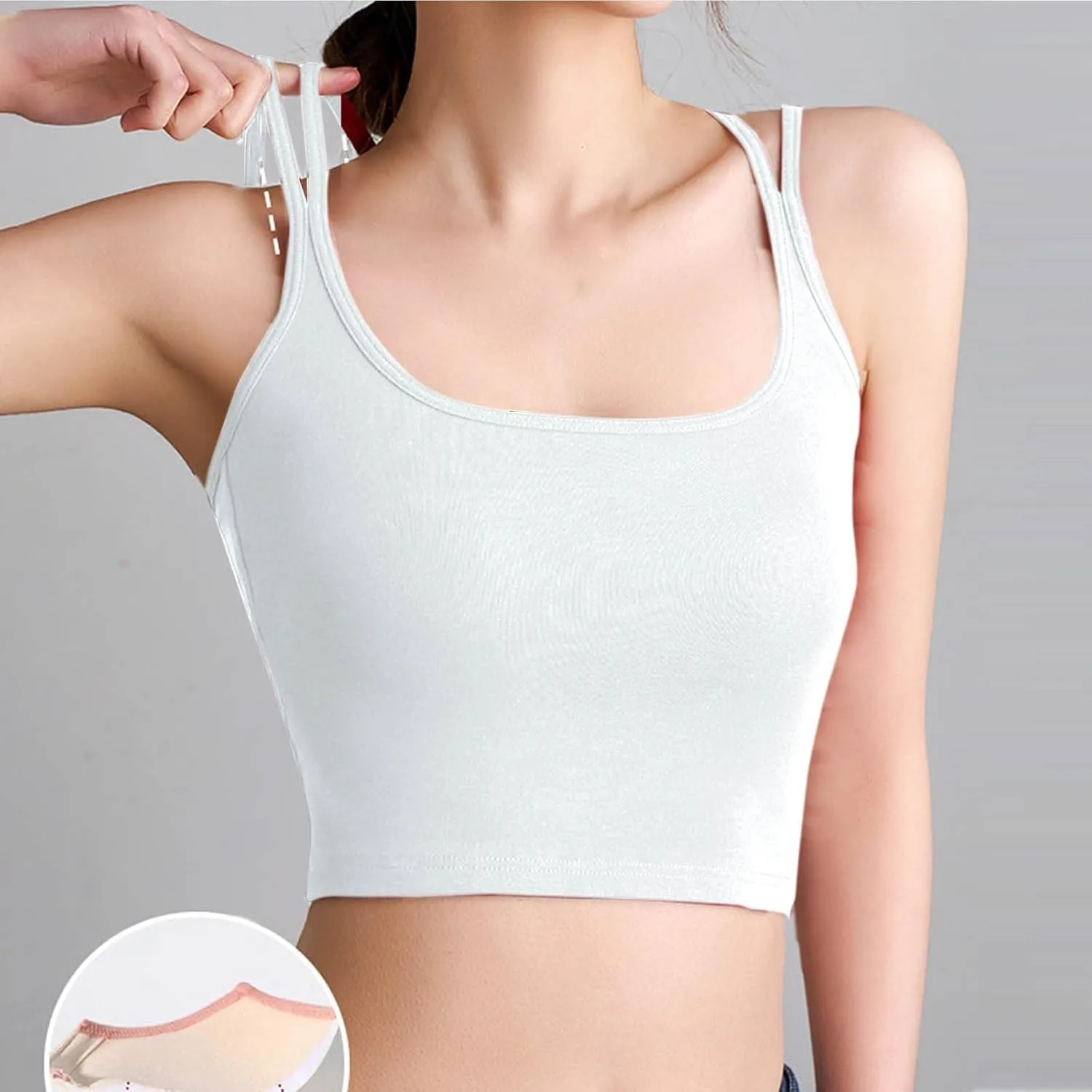 Women Summer Spaghetti Strap Ribbed Crop Tank Tops Sleeveless Criss Cross Fitness Athletic Top Basic Undershirt