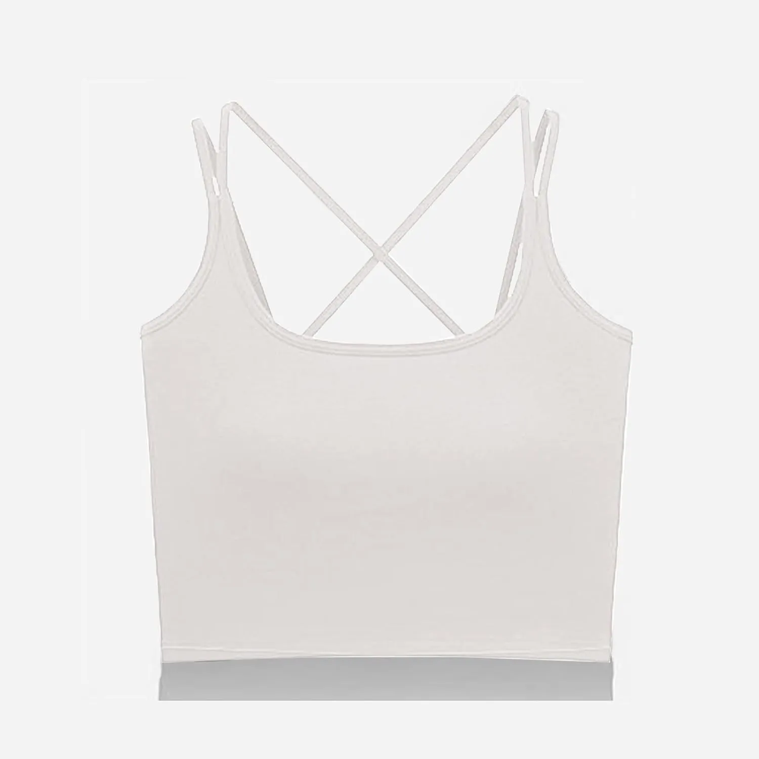 Women Summer Spaghetti Strap Ribbed Crop Tank Tops Sleeveless Criss Cross Fitness Athletic Top Basic Undershirt