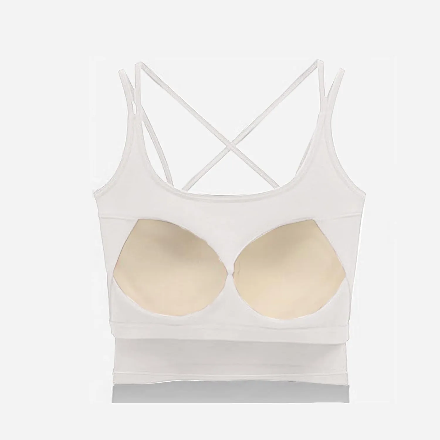 Women Summer Spaghetti Strap Ribbed Crop Tank Tops Sleeveless Criss Cross Fitness Athletic Top Basic Undershirt