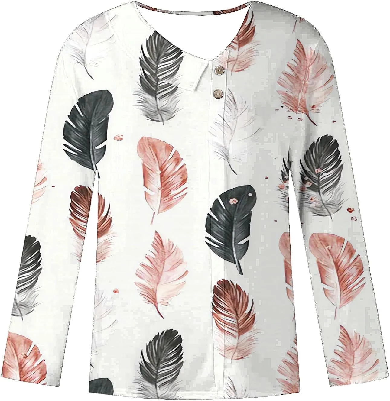 Women Tops Spring 2025 Casual Long Sleeve Loose Shirts Plaid Print Tees Asymmetric Button V Neck Blouses Dressy Tunic