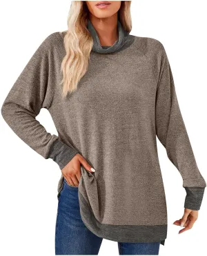 Women Turtleneck Long Sleeve Tops Warm Clothing for Ladies Comfy Autumn Winter Sweaters Tunic Tops Shirts Blouse