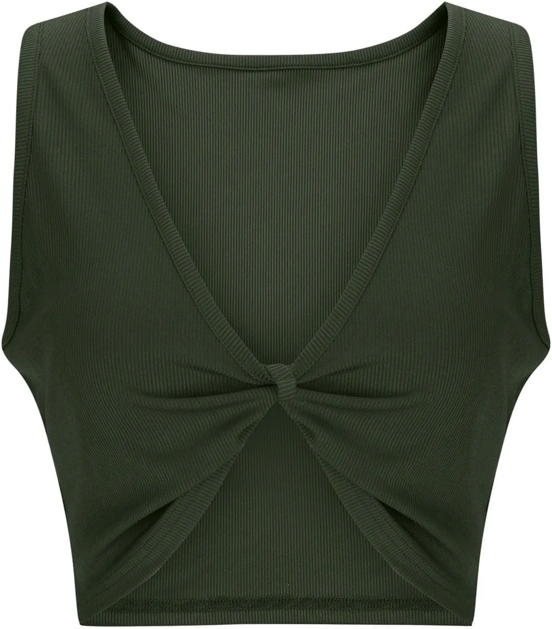 Women Twist Knot Front Tank Tops Summer Y2K V Neck Sleeveless Crop Top Casual Slim Fit Ribbed Yoga Beach Tanks Tee