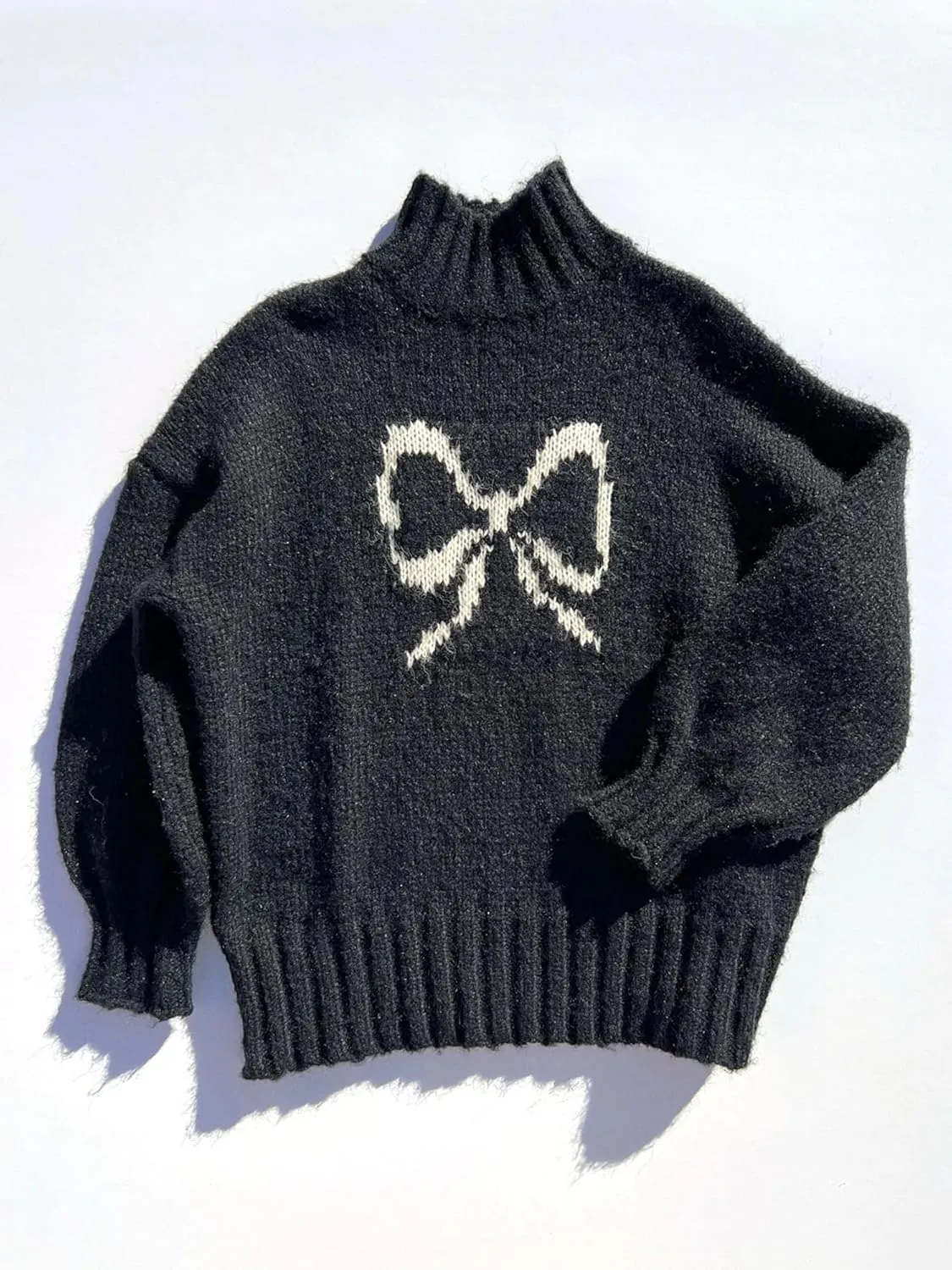 Women Valentine's Day Turtleneck Oversized Sweaters Batwing Long Sleeve Pullover Tops Heart Knit Sweater Jumper Tops