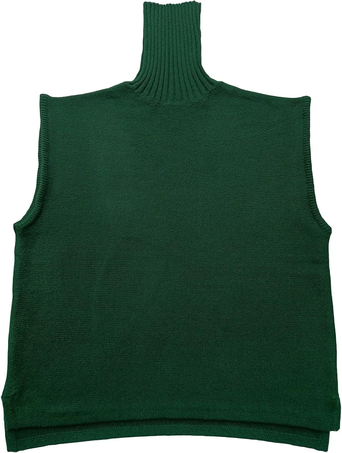Women Vintage Turtleneck Sweater Vest Oversized Mock High Neck Knitted Gilet Casual Sleeveless Knitwear