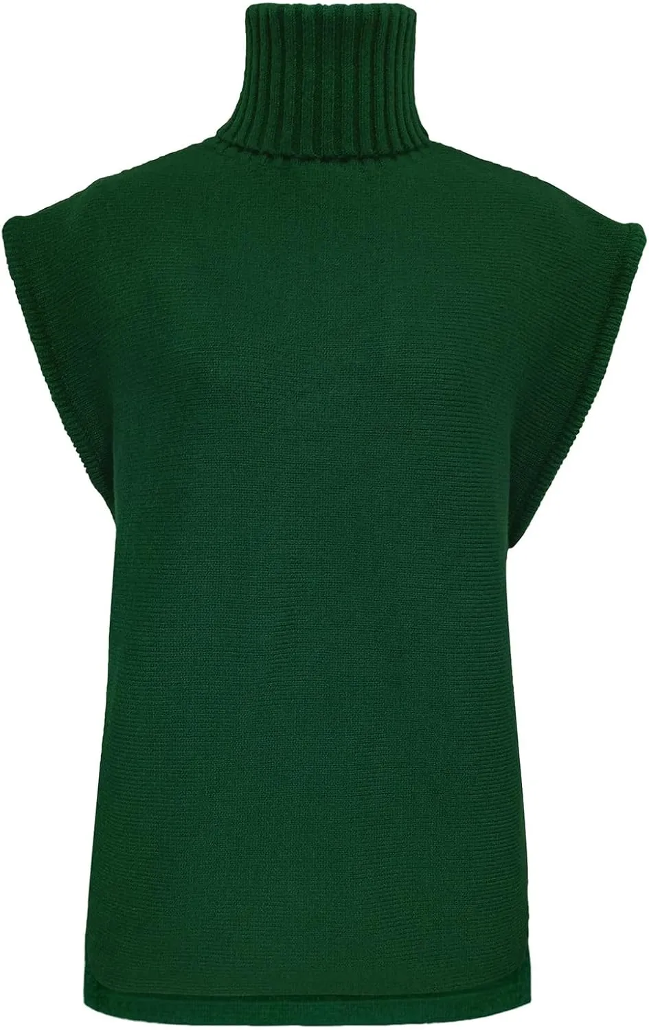 Women Vintage Turtleneck Sweater Vest Oversized Mock High Neck Knitted Gilet Casual Sleeveless Knitwear